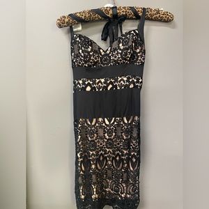 Lace black cocktail dress